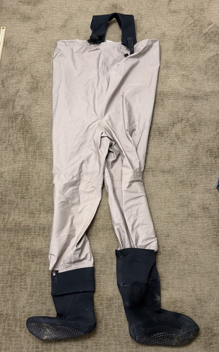 Cabela's Men's Chest Waders Boot Foot Adjustable Braces Beige/Black Med Short
